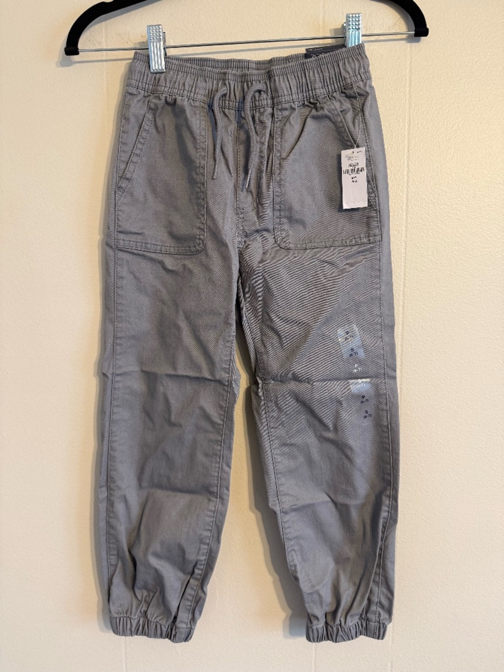 NWT, Boys Gap Kids "Garcon," Drawstring Pants, Color Grey, Size S/P (6-7)